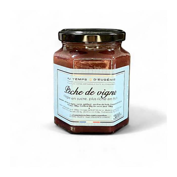 Confiture Extra Allégée de Pêche de Vigne – Artisanale – Au Temps d’Eugénie